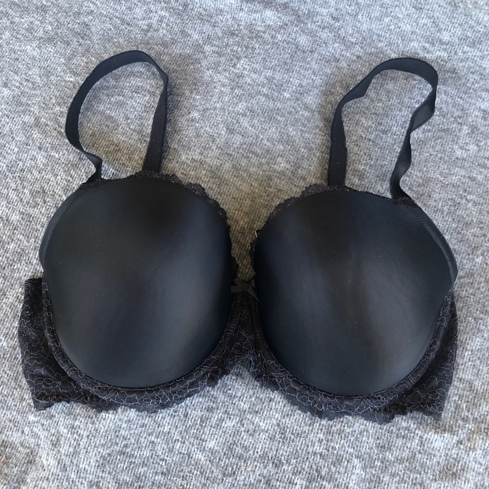 Victoria's Secret DREAM ANGELS Lined Demi Black Lace Push-Up T-Shirt Bra